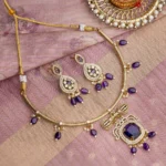 Regal Amethyst & Gold Traditional Necklace Set purple