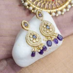 Regal Amethyst & Gold Traditional Necklace Set earrings