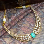 Royal Kndan Crystal Necklace with Mint Green Accents