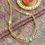 Royal Kundan Crystal Necklace with Mint Green Accents