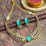 Royal Kundan Crystal Necklace Set with Mint Green Accents