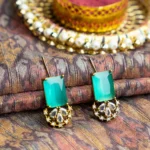 Royal Kundan Crystal earrings with Mint Green Accents