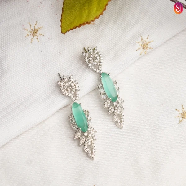 Radiant Dazzling CZ Crystal Statement Earrings Mint Green on line jewellry