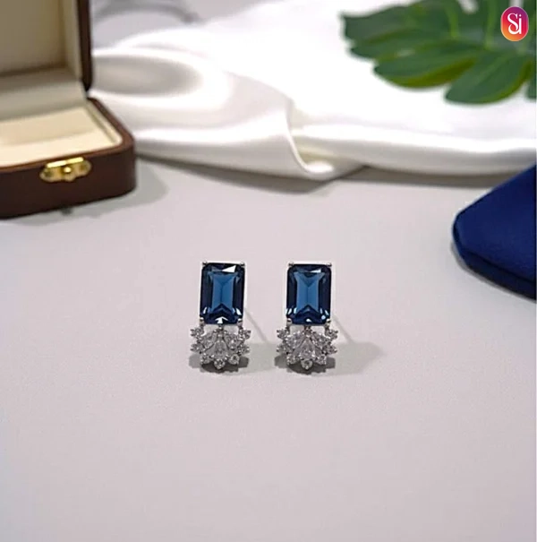 Royal Kundan Crystal earrings with Blue Accents