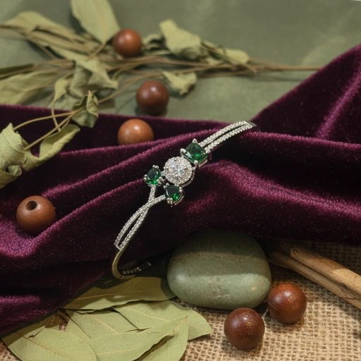 Sanaadhya Rhodium Plated American Diamond Adorable Openable Crystal Green Bracelet