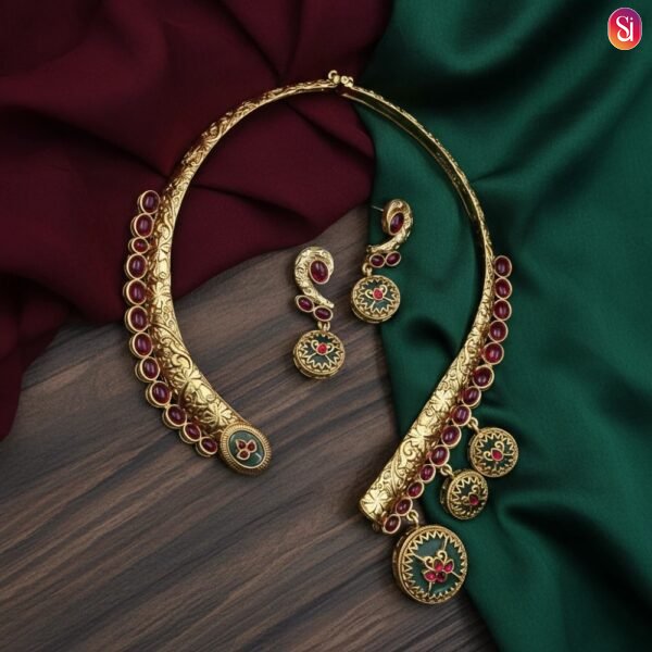 Sanaadhya Premium Rajasthani Hasli With Kemp Stones