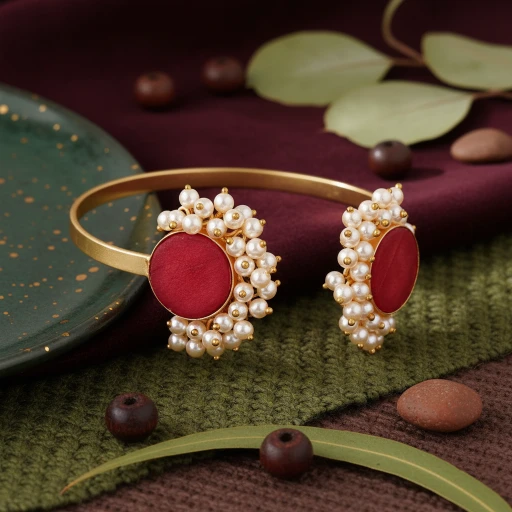 Sanaadhya Golden Pearl Bracelet With Monalisa Stone