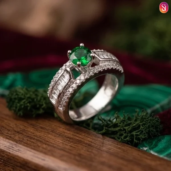 Sanaadhya Rhodium Plated American Diamond Solitare Ring