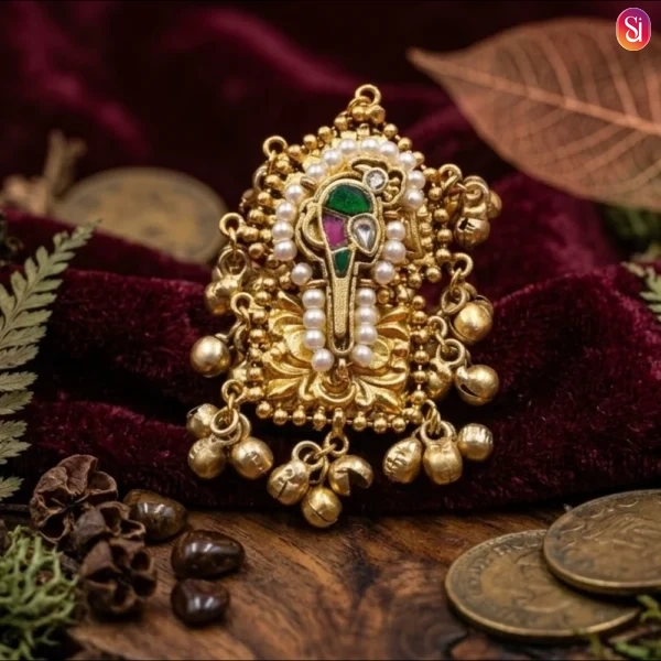 Sanaadhya Royal Rajwadi Parrot Temple Design Big Size Adjustable Ring