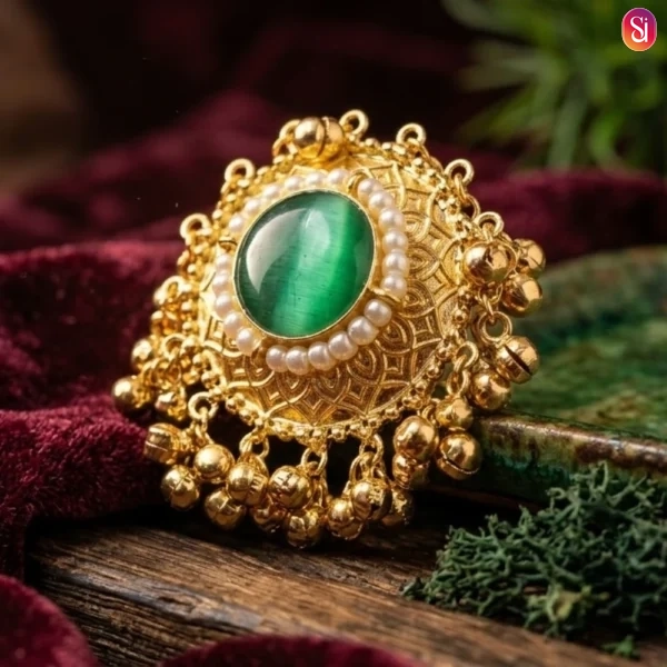 Sanaadhya Elaborated Monalisa Stone Ring With Golden Ghungroo