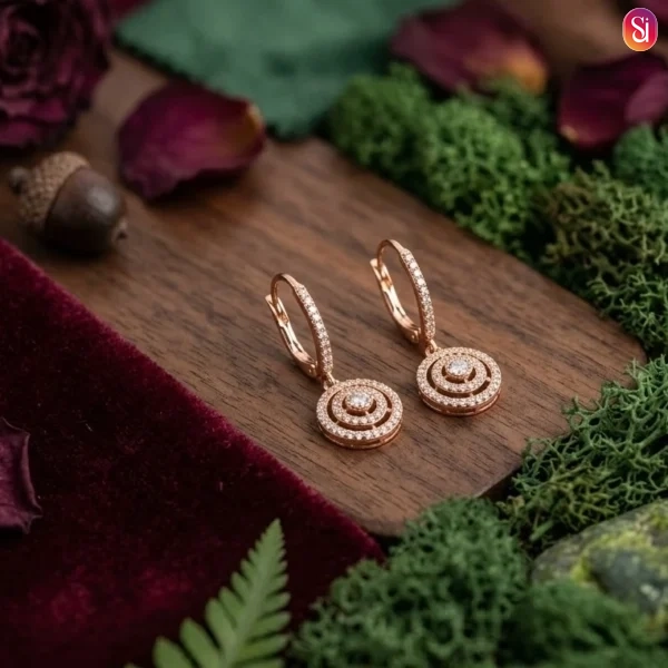 Sanaadhya Gold Plated American Diamond Statement Bali Earrings